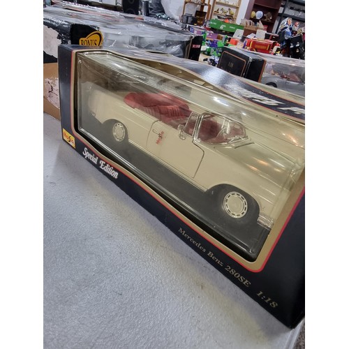 104 - 3 boxed Maisto boxed diecast vehicles including special edition Porsche boxter, a Mercedes Benz 280S... 