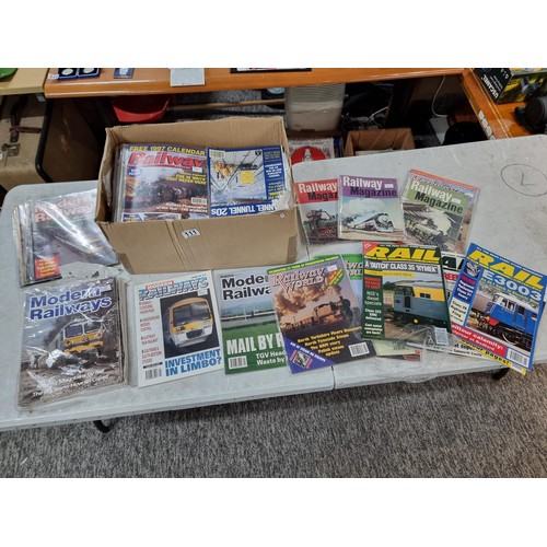 111 - Box containing a large quantity of Railway related magazines inc Railway world, Modern Railways, Rai... 