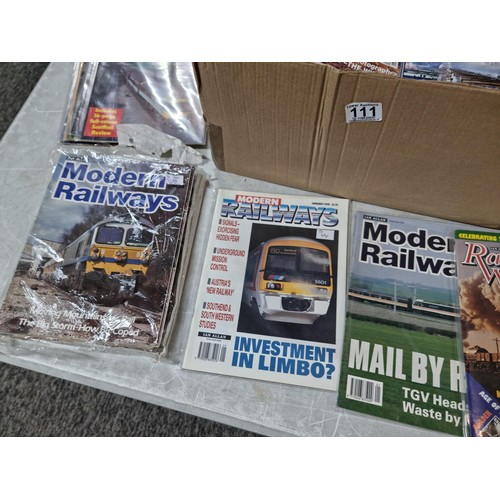 111 - Box containing a large quantity of Railway related magazines inc Railway world, Modern Railways, Rai... 