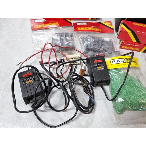 112 - Box containing a large quantity of model train 00 gauge  accesories inc a large quantity of track, s... 