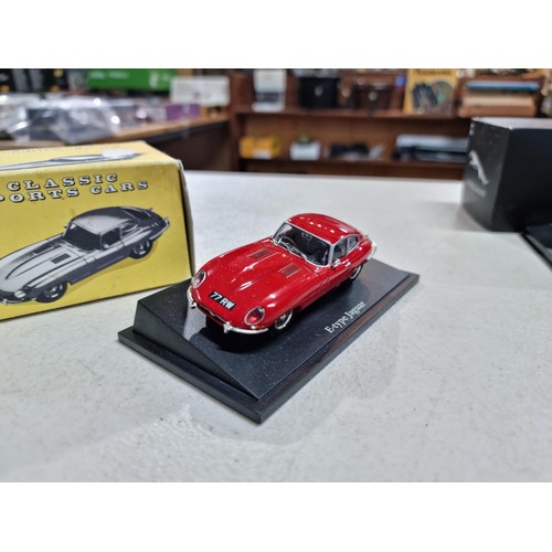 114 - Collection of 3x boxed Jaguar cars, inc an E type, a MKII 1960 and a MarkII Bedfordshire police car.... 