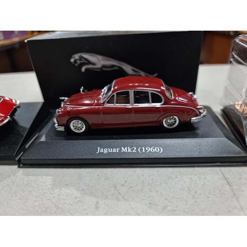 114 - Collection of 3x boxed Jaguar cars, inc an E type, a MKII 1960 and a MarkII Bedfordshire police car.... 