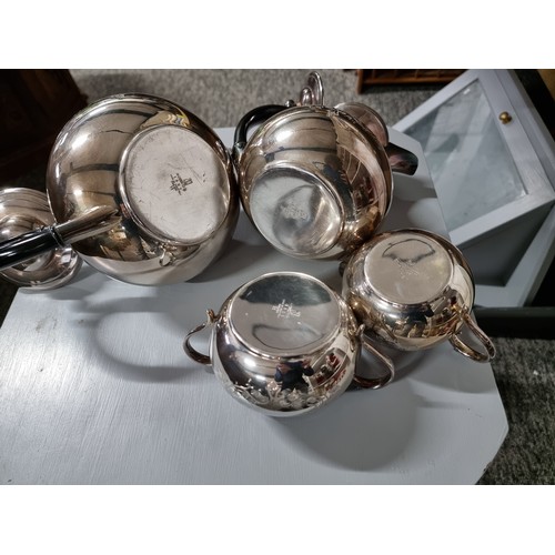 6 - Set of Cooper Brothers & Sons silver plated tea set, consisting of a Teapot on a stand, milk jug, li... 