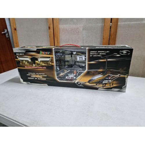 71 - A boxed as new Attop Toys remote control model helicopter Alloy Falcon, a wire less helicopter used ... 