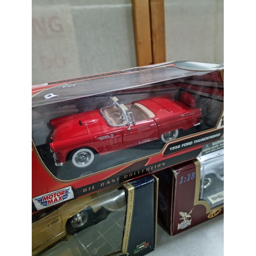 72 - A collection of 3x boxed diecast model cars to include a good quality motor max 1:24 scale 1956 Ford... 