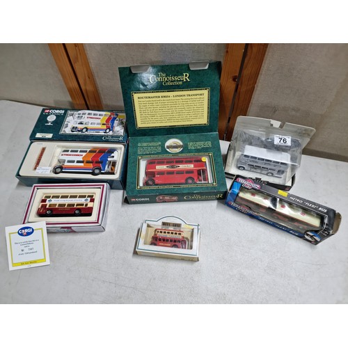 76 - A good collection of bus and coach related diecast models to included 2 good quality Corgi sets from... 