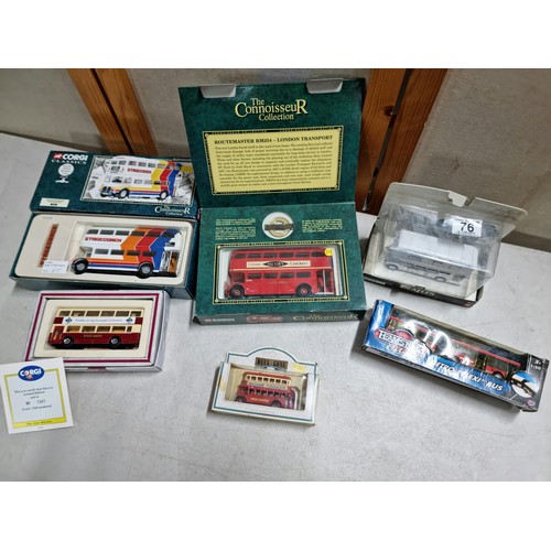 76 - A good collection of bus and coach related diecast models to included 2 good quality Corgi sets from... 