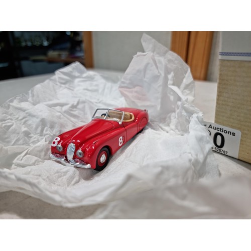 80 - A brand new Corgi 97706 Jaguar XK120 3 car racing set in red white and blue, limited edition with CO... 