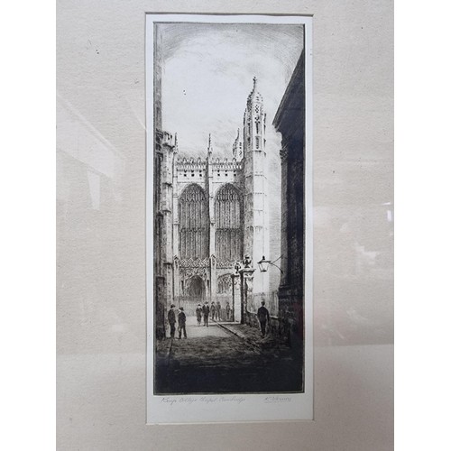 41 - 2x black and white engravings depicting Kings College Chapel Cambridge. Hand signed by K.Vernon and ... 