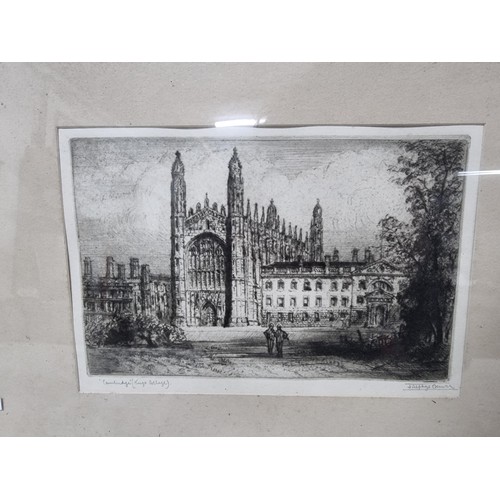 41 - 2x black and white engravings depicting Kings College Chapel Cambridge. Hand signed by K.Vernon and ... 