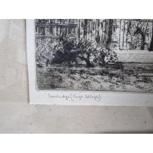 41 - 2x black and white engravings depicting Kings College Chapel Cambridge. Hand signed by K.Vernon and ... 