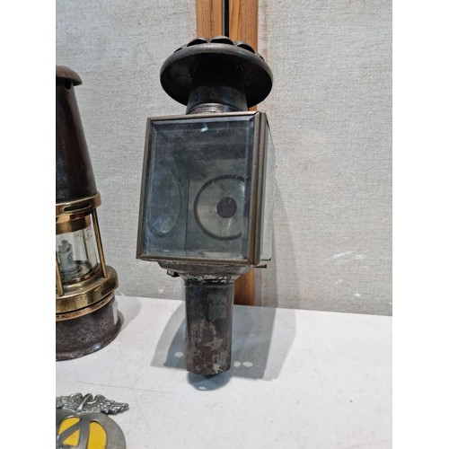 27 - A good quality antique miners lamp stamped 