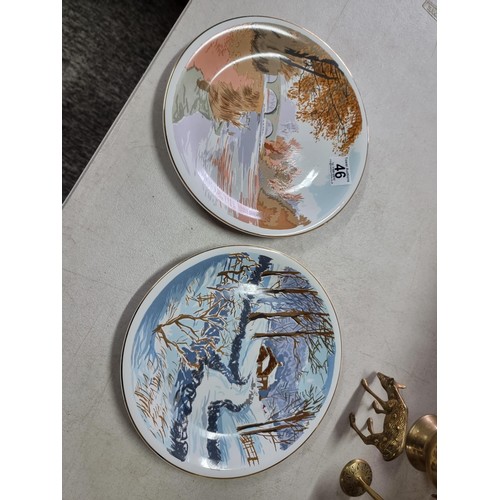 46 - 2x limited edition collectable plates by Ben Haslam Brazil, 1 with a winter scene and 1 with a river... 