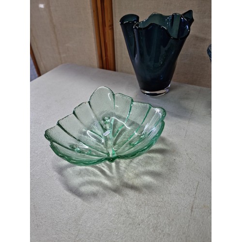 48 - A quantity of collectable glassware including 2 pressed glass fruit bowls, 1 in a stainless steel ba... 