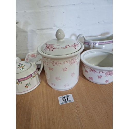 57 - A collection of Laura Ashley ceramics including 6 Alice design ceramics and 3 Ribbons design, the Al... 