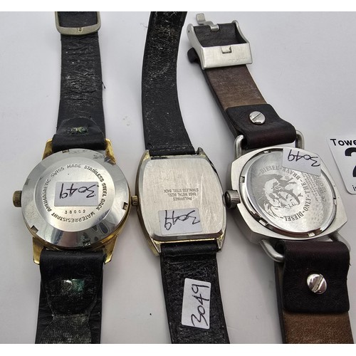 268 - A quantity of 3 gents wrist watches to include an automatic 17 jewel watch by Excalibur, a diesel wr... 