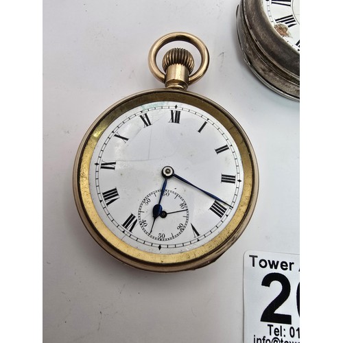 269 - 3x pocket watches for spare or repair to include 2 heavy gold plated watches marked inside the guara... 