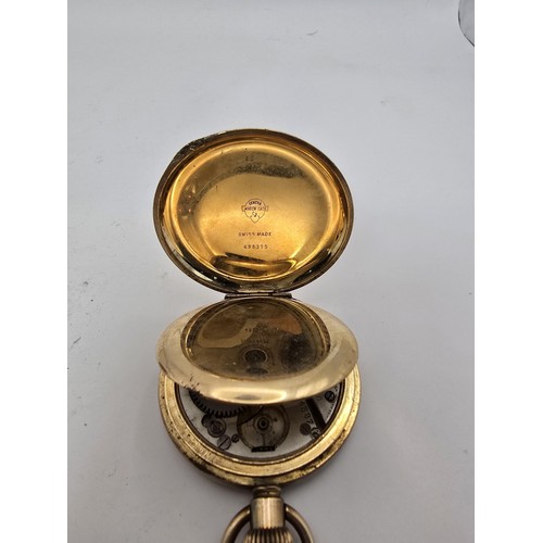 269 - 3x pocket watches for spare or repair to include 2 heavy gold plated watches marked inside the guara... 