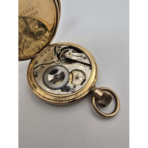 269 - 3x pocket watches for spare or repair to include 2 heavy gold plated watches marked inside the guara... 