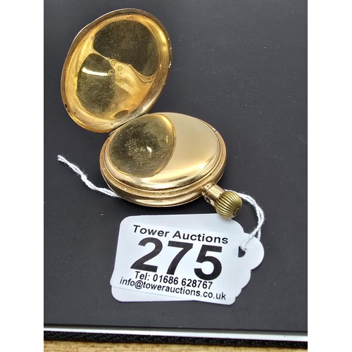 275 - A good quality heavy gold plated half hunter pocket watch by A.W Waltham, the case is marked inside ... 