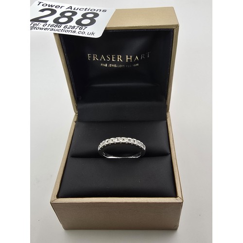 288 - A fine quality hallmarked 950 platinum diamond ring inset with 11 diamonds which are very sparkly an... 