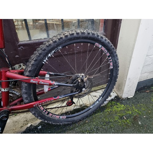 371 - Silver Fox Fiery Demon mountain bike with dual suspension Sram gears, disc brakes, 21 speed and a 18... 