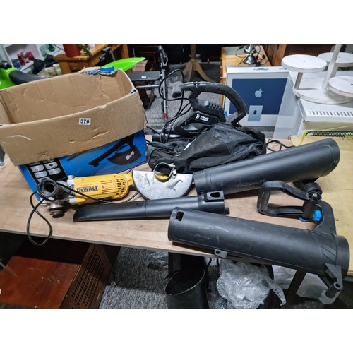 376 - A boxed MAC Allister MBB3000-1 garden vacuum / blower with extension pipe along with a DeWalt DWEE49... 