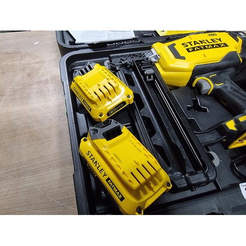 378 - A cased Stanley FatMax 18V, 16 gauge finishing nail gun, in as new condition and complete with 2 bat... 