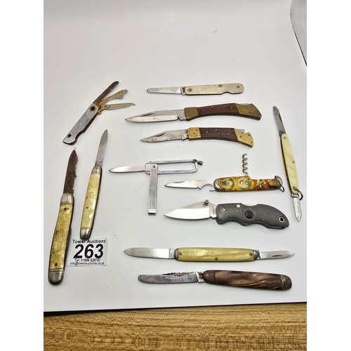 263 - A collection of 12x vintage penknives all which are in good clean condition includes 2 good quality ... 