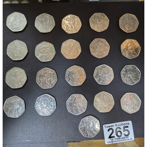 265 - A large collection of 21x collectable 50 pence coins all relating to the Beatrix Potter series to in... 