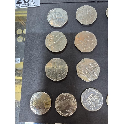 266 - A collection of 12x rare collectable 50 pence coins along with 3x collectable 20 pence coins and 2 c... 