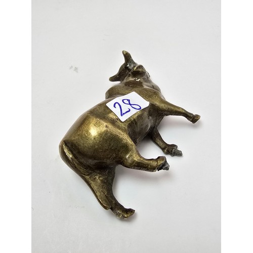 281 - A good quality antique cold cast solid bronze miniature bull figure presenting good detail, 2 of the... 