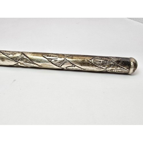 282 - An unusual tested as sterling silver lidded tube most likely for storing pencils and pencil lead, th... 