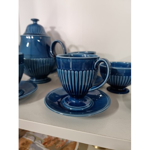 45 - 2x glazed ceramic Coffee/ Tea Set with the coffee pot. The brown glazed coffee set is stamped by IMP... 