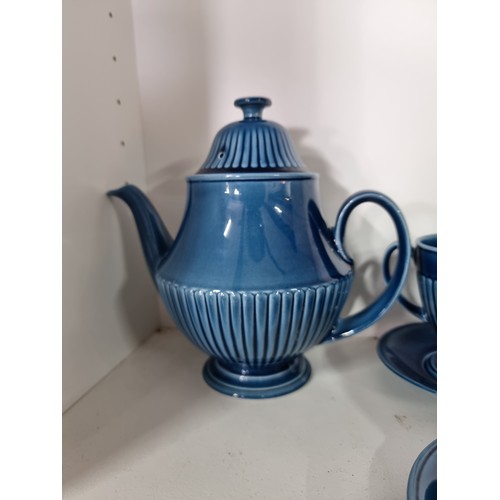 45 - 2x glazed ceramic Coffee/ Tea Set with the coffee pot. The brown glazed coffee set is stamped by IMP... 