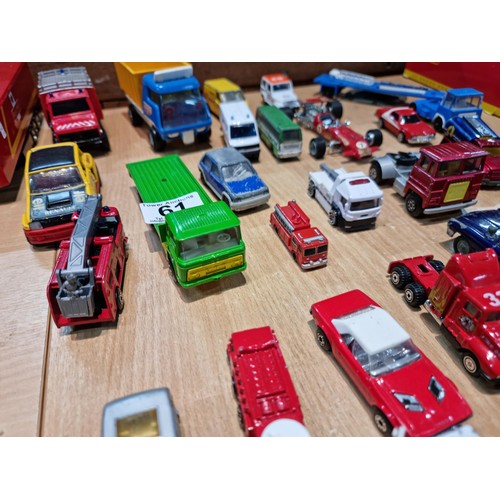 61 - Large quantity of die cast vehicles inc Matchbox, Lesney etc inc advertising vans, Double Decker bus... 