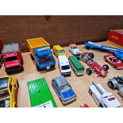 61 - Large quantity of die cast vehicles inc Matchbox, Lesney etc inc advertising vans, Double Decker bus... 