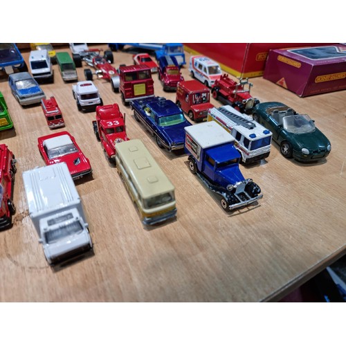 61 - Large quantity of die cast vehicles inc Matchbox, Lesney etc inc advertising vans, Double Decker bus... 