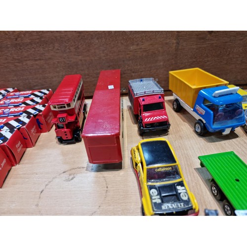 61 - Large quantity of die cast vehicles inc Matchbox, Lesney etc inc advertising vans, Double Decker bus... 