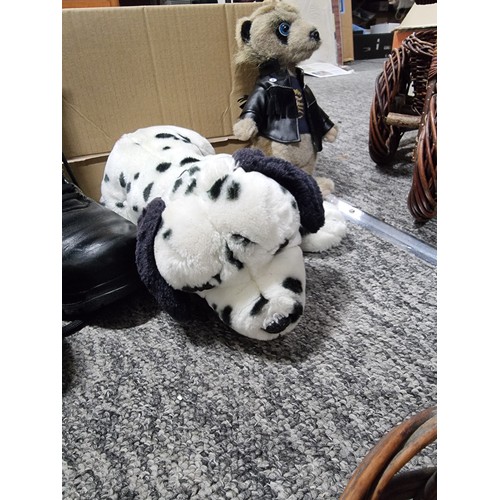 52 - A quantity of collectables including 2 compare the Meerkat collectable plush toys, a dalmatian dog p... 