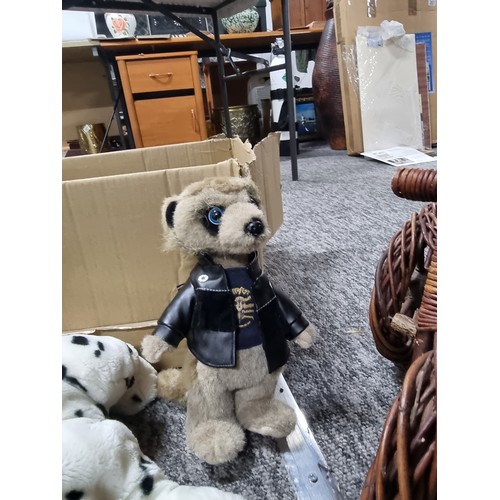 52 - A quantity of collectables including 2 compare the Meerkat collectable plush toys, a dalmatian dog p... 