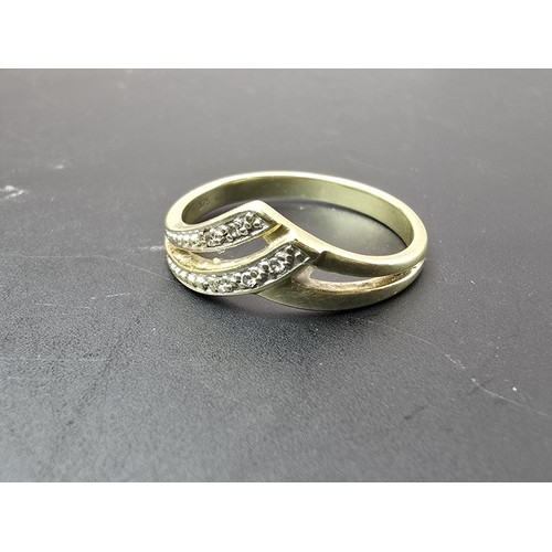 251 - A pretty 9ct yellow gold diamond wishbone ring inset with 5 small diamonds with a total combined wei... 