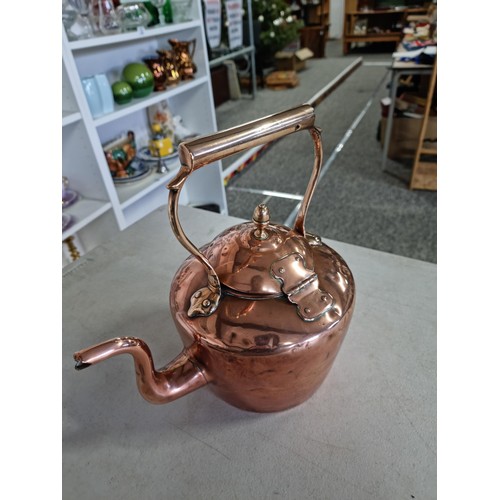 6 - 2 very good quality copper kettles with unusual hinged lids dating form the late 19th century and bo... 