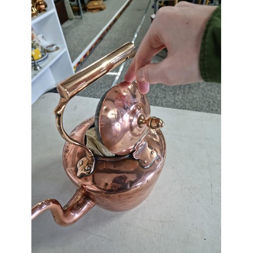 6 - 2 very good quality copper kettles with unusual hinged lids dating form the late 19th century and bo... 