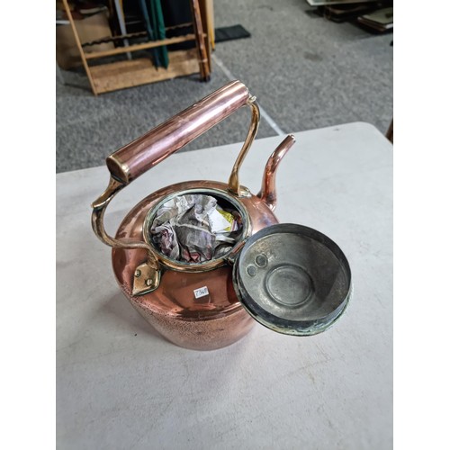 6 - 2 very good quality copper kettles with unusual hinged lids dating form the late 19th century and bo... 