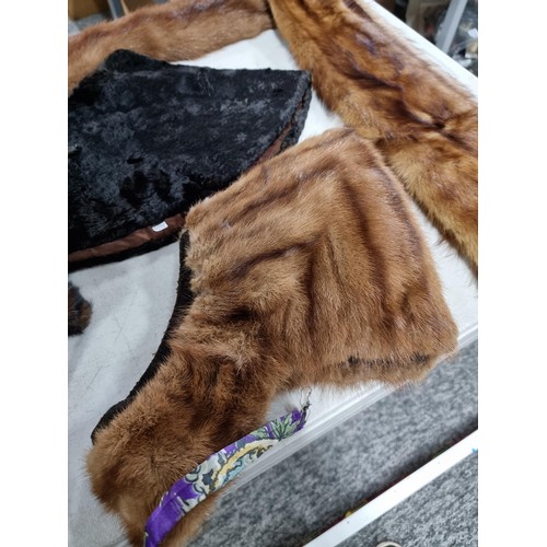 24 - Collection of 1960's vintage furs inc a Bear fur shawl with fastening clip, a 1960's brown Mink full... 