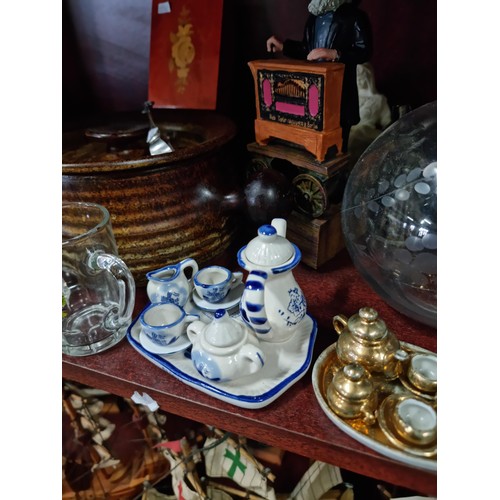 30 - Large collection of collectables inc an etched glass decanter, bedside craft and glass, miniature do... 