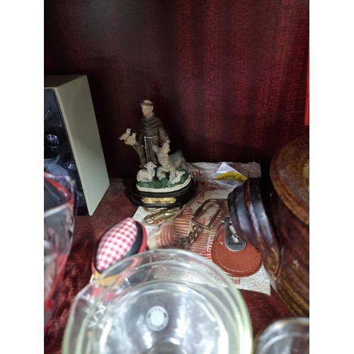 30 - Large collection of collectables inc an etched glass decanter, bedside craft and glass, miniature do... 