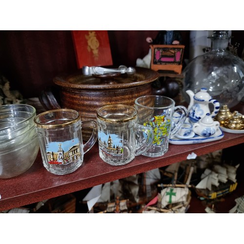 30 - Large collection of collectables inc an etched glass decanter, bedside craft and glass, miniature do... 