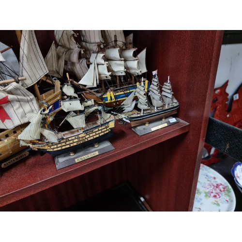 31 - 9x model ships inc Galleon and Clipper ships inc Mary Rose, Cutty Sark etc all in good order of vari... 